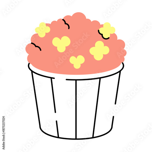 A sketchy style illustration depicting a popcorn bucket