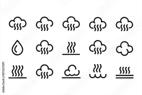 Steam and moisture symbol pack for environmental analytics interfaces