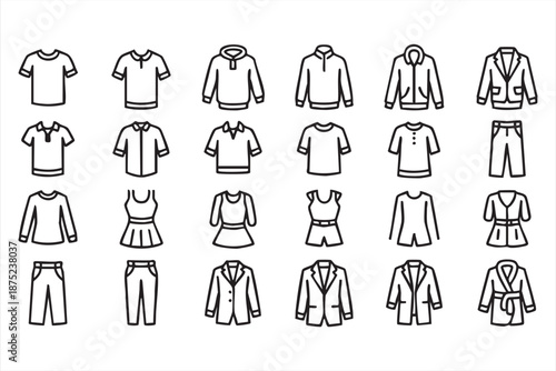 Fashion garment icon library for online store layouts and lookbooks