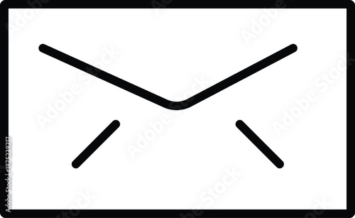 Black envelope with lines on white background symbol