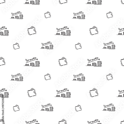 Doodle business plan seamless pattern, startup growth idea element background