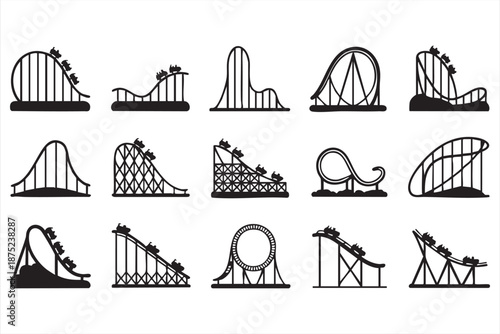 Thrill ride icon library for tourism campaigns and travel brochures