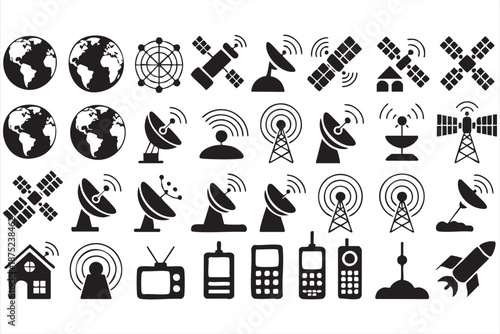 Wireless broadcast icons for network provider dashboards, coverage maps