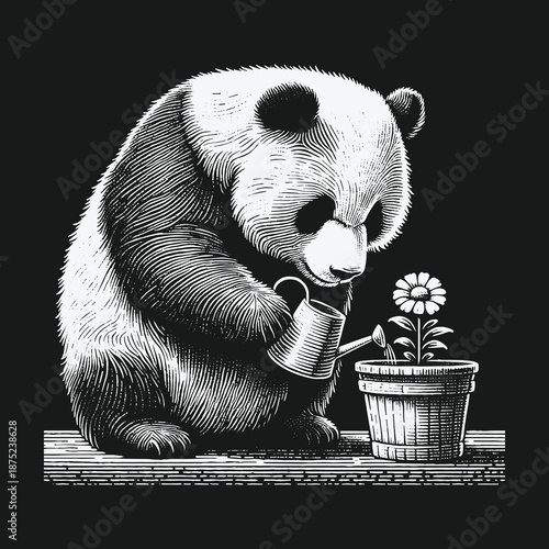 Pandas Gentle Care: Nurturing a Daisy with Love.