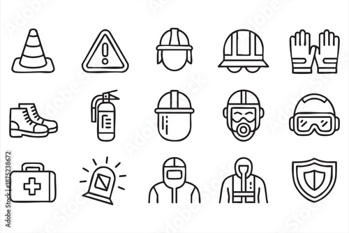 Construction site protection symbols for health and safety documentation