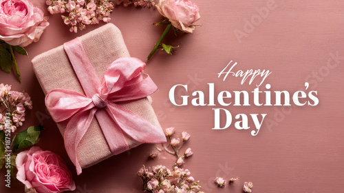 Elegant Galentine’s Day gift box for her presented in modern poster format expressing appreciation friendship femininity and thoughtful seasonal celebration