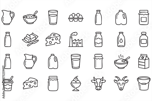 Yogurt and Butter Outline Icons for Recipe and Menu Platforms