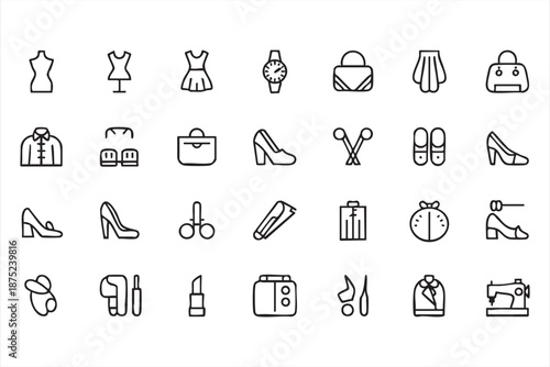 Fashion Clothing Line Icons for Ecommerce Catalog Design