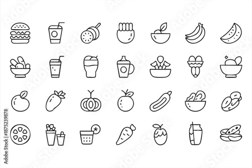 Cafe Beverage and Snack Symbols for Ordering Interfaces