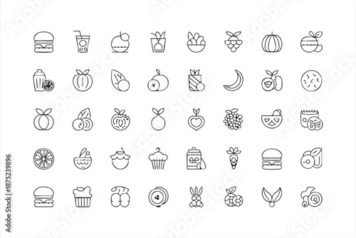 Healthy Diet and Nutrition Icons for Meal Tracking Apps