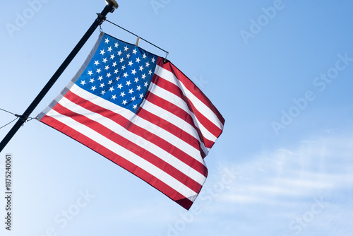 american flag and blue sky
