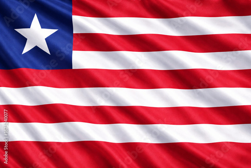 Free Download Waving Liberia Flag Horizontal Background with Red White Stripes and Blue Star - GFXLoad