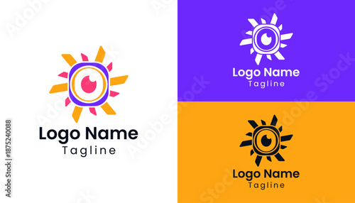 Letter O shaped eye logo design in modern minimalist vector illustration