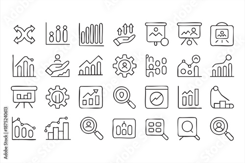 Data Analytics Line Icons for Business Growth Dashboards