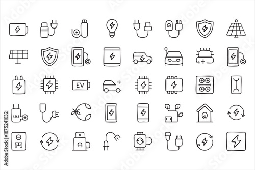 Green Energy Charging Icons for Environmental Marketing Templates
