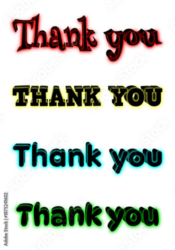 Wallpaper Mural A modern Thank You neon typography design featuring black 3D letters with vibrant glowing neon light effects on Transparent background. Perfect for appreciation messages, digital cards Torontodigital.ca