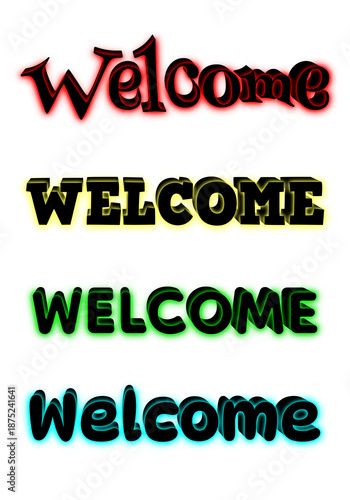 Wallpaper Mural Stylish Welcome neon typography design showcasing black 3D letters with radiant neon glow on Transparent background. Perfect for website headers, storefront signage, event banners, social media Torontodigital.ca