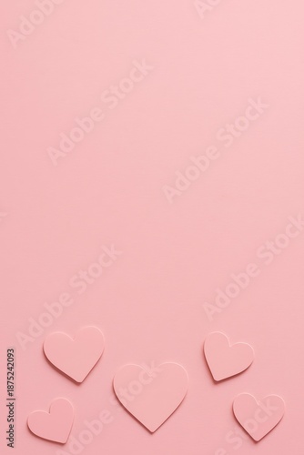 Vertical Pastel Pink Valentine Background with Minimal Hearts. Suitable for Valentines Day and year-round romantic use.