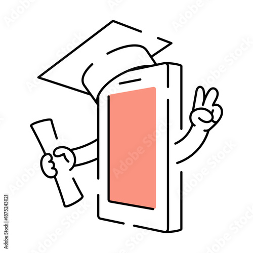 A doodle style illustration showing online degree