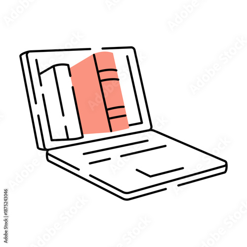 A doodle style illustration showing e library