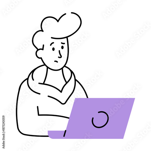 A drawing style illustration depicting online quiz