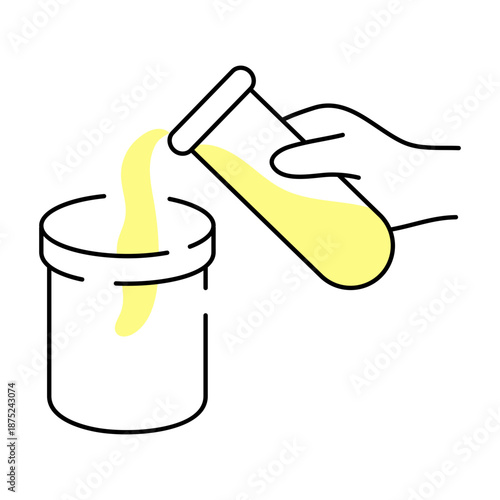 Hand drawn style illustration showing chemical experiment