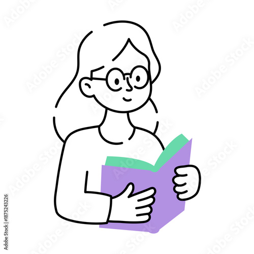 A drawing style illustration depicting student