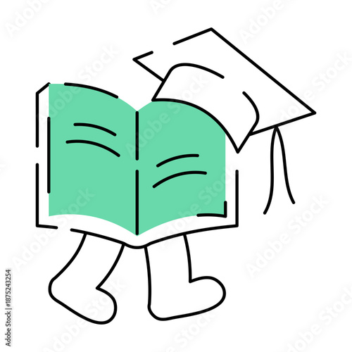 Hand drawn style illustration showing graduation book
