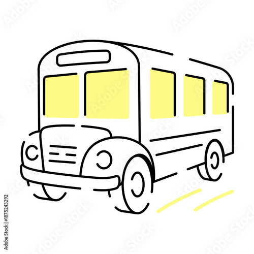 A sketchy style illustration representing school bus