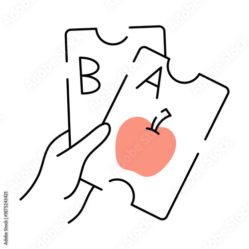 A doodle style illustration showing flashcard