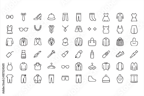 Fashion Outfit and Jewelry Line Icons for Boutique Branding