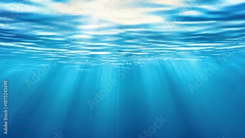 Undersea Symphony of Light: A tranquil aquatic tableau where the sun's rays dance through the water, creating a mesmerizing underwater landscape. 