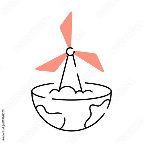 A drawing style illustration depicting wind turbine