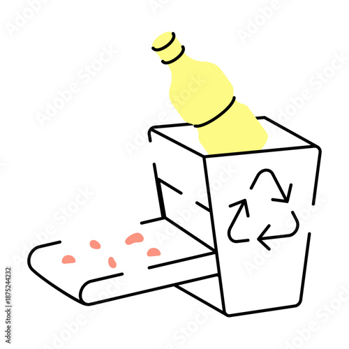 A sketchy style illustration representing recycle machine