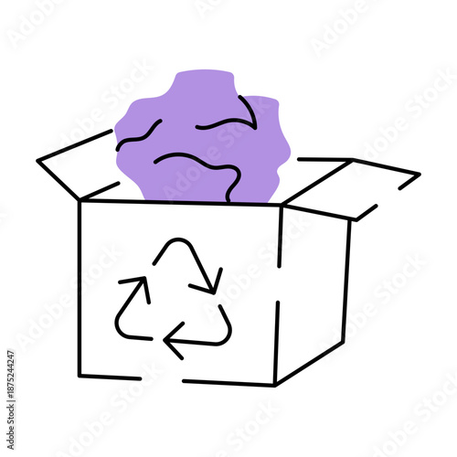 A drawing style illustration depicting paper recycling