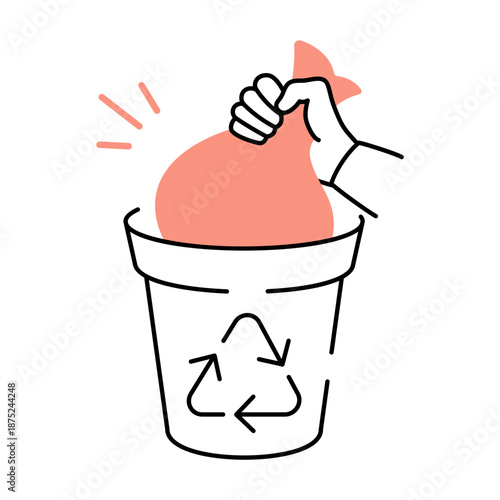 A doodle style illustration showing recycle bin