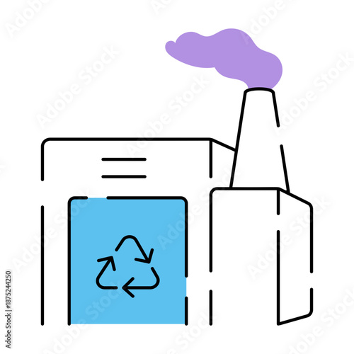 A hand drawn style illustration showing recycling plant