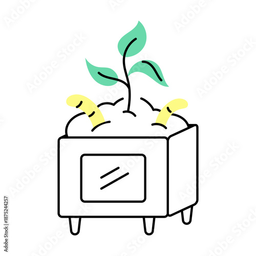 A hand drawn style illustration showing compost bin