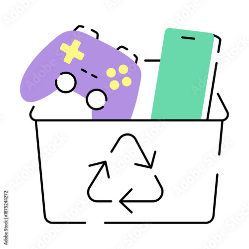 A drawing style illustration depicting e waste