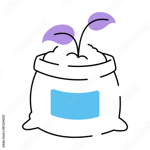 A drawing style illustration depicting soil bag