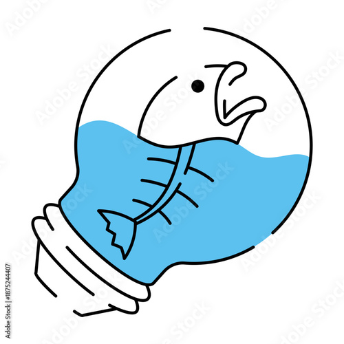 A drawing style illustration depicting ocean acidification