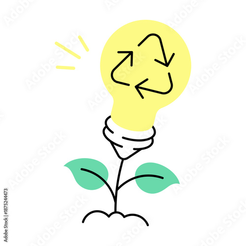 A hand drawn style illustration showing sustainable energy