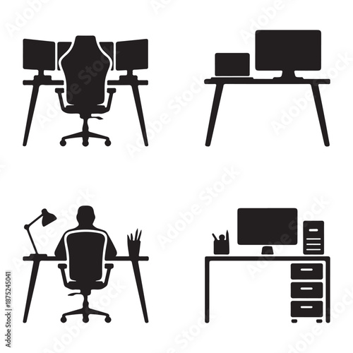 Desk setup minimal icon symbolizing focused office productivity