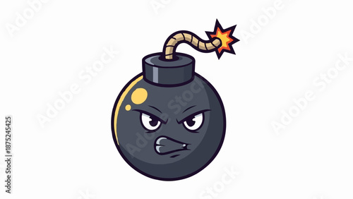 A cartoon bomb with an angry face and a lit fuse, ready to explode