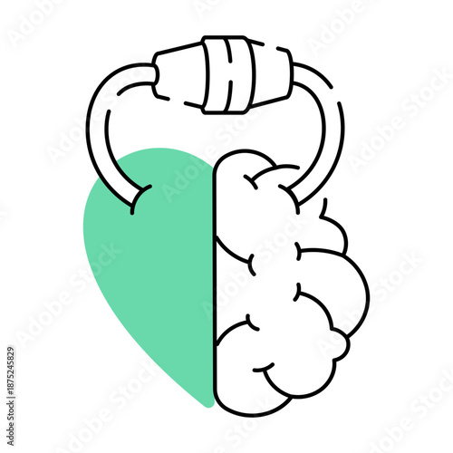 A doodle style illustration depicting heart brain