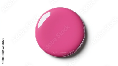 Glossy Pink Circular Paint Blob On White