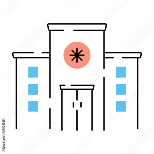 A sketchy style illustration showing a hospital