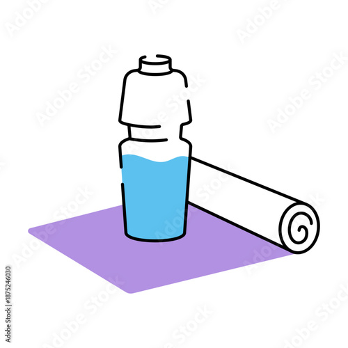 A sketchy style illustration depicting a yoga mat