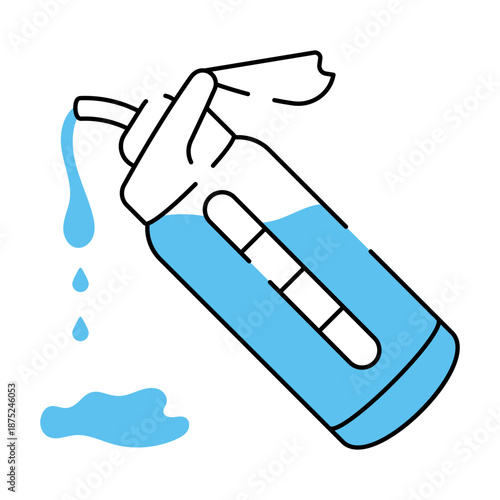 A doodle style illustration showing a water bottle