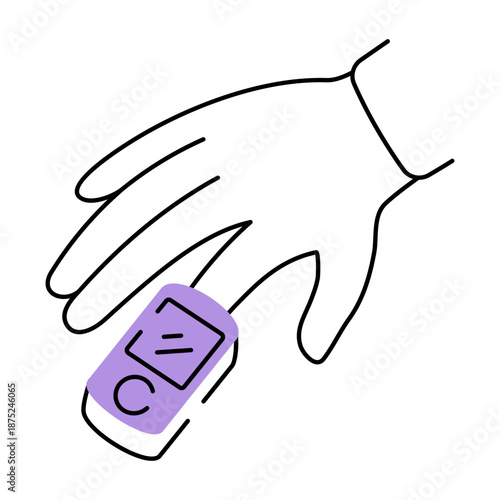 A doodle style illustration depicting a pulse oximeter